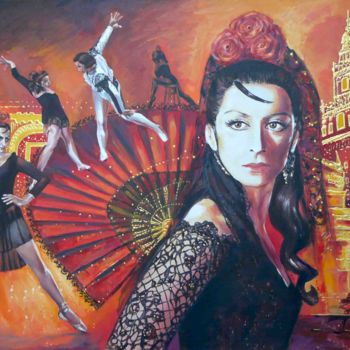 Malerei mit dem Titel "Balet Сarmen" von Liudmila Ménager, Original-Kunstwerk, Acryl