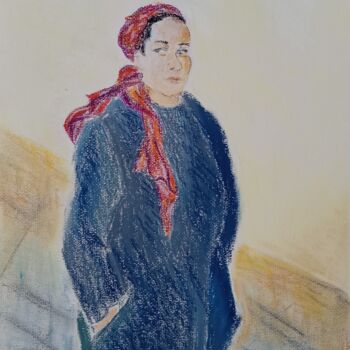Desenho intitulada "Woman, Jerusalem" por Liudmila Rabinovich, Obras de arte originais, Pastel
