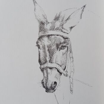 Dibujo titulada "sombre donkey" por Liudmila Rabinovich, Obra de arte original, Pluma de gel