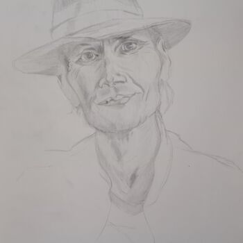 Disegno intitolato "men #in a hat" da Liudmila Rabinovich, Opera d'arte originale, Matita