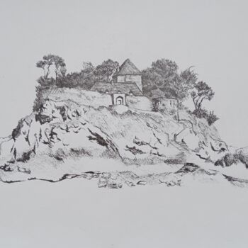 Drawing titled "landscape #1" by Liudmila Rabinovich, Original Artwork, Gel pen