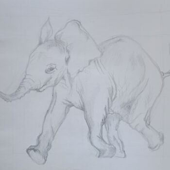 Dibujo titulada "baby elephant" por Liudmila Rabinovich, Obra de arte original, Lápiz