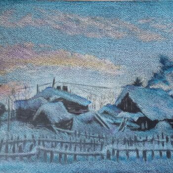 Dibujo titulada "landscape #winter, 3" por Liudmila Rabinovich, Obra de arte original, Pastel