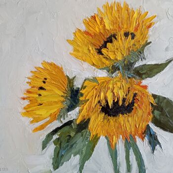Malerei mit dem Titel "sunflowers" von Liudmila Rabinovich, Original-Kunstwerk, Öl