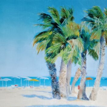 Pittura intitolato "palm trees" da Liudmila Rabinovich, Opera d'arte originale, Olio