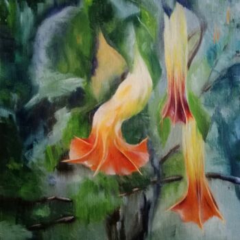 Painting titled "Sintra flowers" by Liudmila Rabinovich, Original Artwork, Oil