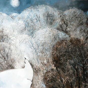 Painting titled "На стороне. Луна." by Liudmila Stoilik, Original Artwork, Oil