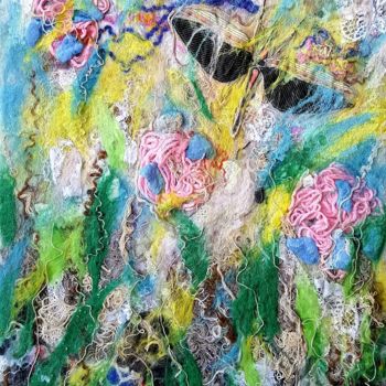 Textile Art titled "Summer garden" by Liudmyla Durante Art & Jewelry, Original Artwork, Fabric