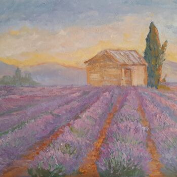 Painting titled "Provence evening" by Liudmyla Lelechenko, Original Artwork, Oil