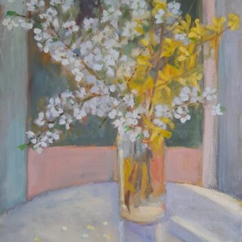 Картина под названием "Spring glow" - Liudmyla Lelechenko, Подлинное произведение искусства, Масло