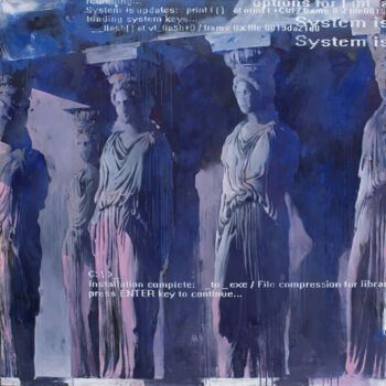 Schilderij getiteld "Caryatids" door Liudmyla Rashtanova, Origineel Kunstwerk, Olie