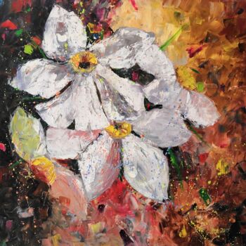 Pittura intitolato "Jonquilles. Daffodi…" da Liudmyla Riabkova, Opera d'arte originale, Olio Montato su Telaio per barella i…