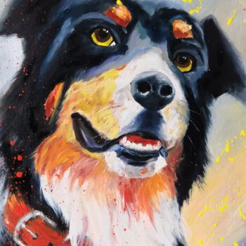 Painting titled "Mr. Senennhund" by Liudmyla Riabkova, Original Artwork, Oil