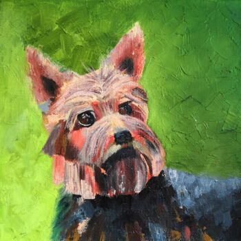 Painting titled "Yorkshire Terrier A…" by Liudmyla Riabkova, Original Artwork, Oil