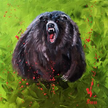 Schilderij getiteld "Grizzly bear" door Liudmyla Riabkova, Origineel Kunstwerk, Olie