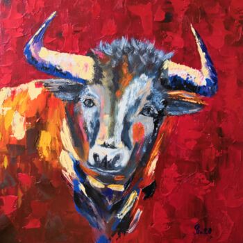 Painting titled "Buffalo" by Liudmyla Riabkova, Original Artwork, Oil