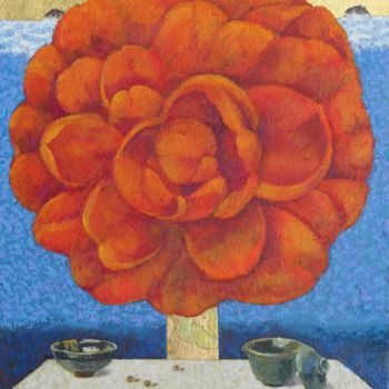 Painting titled "Camellia Whisper" by Yang-Che Liu, Original Artwork, Oil