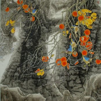 Schilderij getiteld "Autumn forest秋林小憩…" door Yi Tao Yitao Liu Liu Hua Lang Gallery, Origineel Kunstwerk, Olie