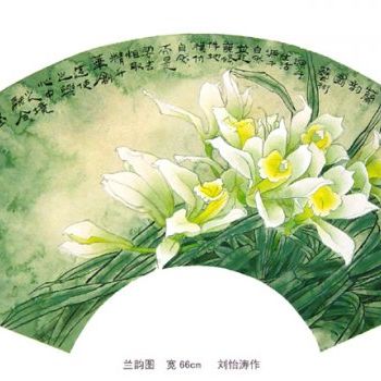 Painting titled "兰韵图  扇面  刘怡涛作" by Yi Tao Yitao Liu Liu Hua Lang Gallery, Original Artwork