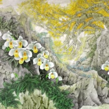 Schilderij getiteld "秋山夕照林稍头 Autumn suns…" door Yi Tao Yitao Liu Liu Hua Lang Gallery, Origineel Kunstwerk