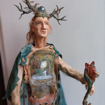 Escultura titulada "KALEN,  druida celt…" por Livia Canzi, Obra de arte original, Arcilla polimérica