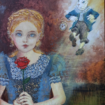Картина под названием "Il sogno  di Alice" - Livia Canzi, Подлинное произведение искусства, Масло