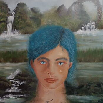 Painting titled "MIGUEL" by Livia Canzi, Original Artwork, Oil Mounted on Wood Stretcher frame