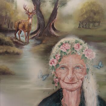 Картина под названием "ANZIANA FATA" - Livia Canzi, Подлинное произведение искусства, Масло Установлен на Деревянная рама дл…