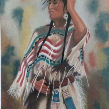 Painting titled "India america" by Lívia Mendes, Original Artwork, Pastel