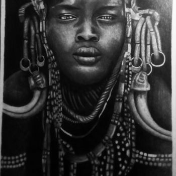 Σχέδιο με τίτλο "menino afrikka" από Lívia Mendes, Αυθεντικά έργα τέχνης, Γραφίτης