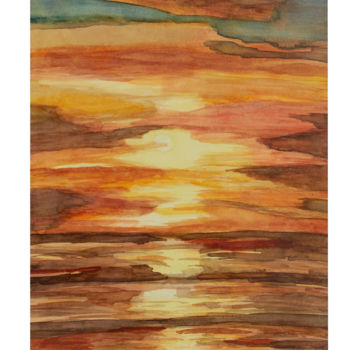 Painting titled "Sunset" by Livia Mund, Original Artwork, Watercolor