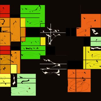 Arts numériques intitulée "Carrés enchevetrés" par Martina .D., Œuvre d'art originale, Travail numérique 2D