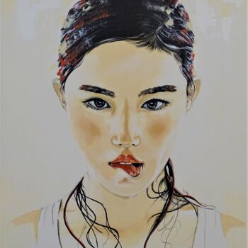 绘画 标题为“The girl's face 20/6” 由Livien Rózen, 原创艺术品, 丙烯