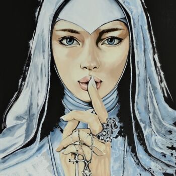 Painting titled "The girl's face 20/…" by Livien Rózen, Original Artwork, Acrylic