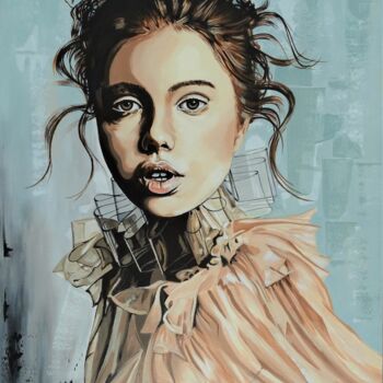 Peinture intitulée "The girl's face 20/…" par Livien Rózen, Œuvre d'art originale, Acrylique