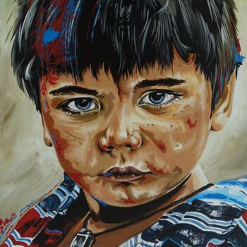 Painting titled "Gutter Boy from Ind…" by Livien Rózen, Original Artwork, Acrylic