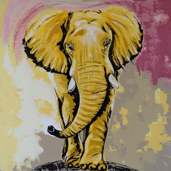 Pittura intitolato "Wild elephant" da Livien Rózen, Opera d'arte originale, Acrilico