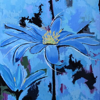 Pittura intitolato "Blue flowers" da Livien Rózen, Opera d'arte originale, Acrilico