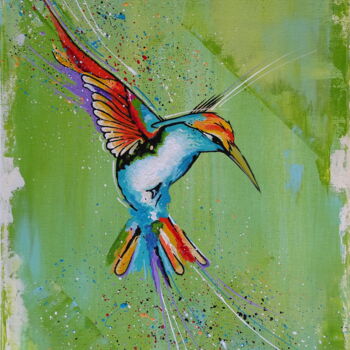 Painting titled "Hummingbird - 1" by Livien Rózen, Original Artwork, Acrylic