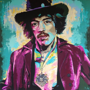 Peinture intitulée "Jimi Hendrix" par Livien Rózen, Œuvre d'art originale, Acrylique