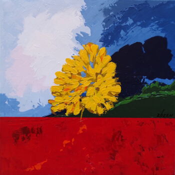 Peinture intitulée "Yellow tree" par Livien Rózen, Œuvre d'art originale, Acrylique