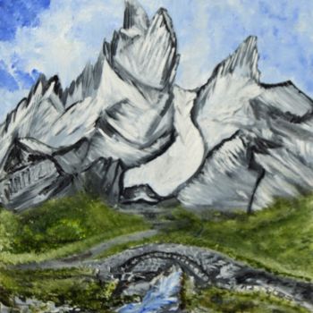 Peinture intitulée "Mountain Path" par Suzanne Surber, Œuvre d'art originale, Huile