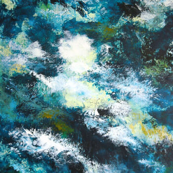 Painting titled "Green Cloud: Floati…" by Living Sparkle, Original Artwork, Acrylic