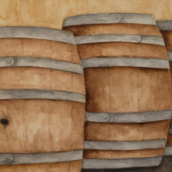 Peinture intitulée "Barrel3" par Liz Dehn, Œuvre d'art originale, Aquarelle