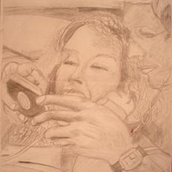 Drawing titled "Portrait" by Liz' Artist, Original Artwork, Graphite