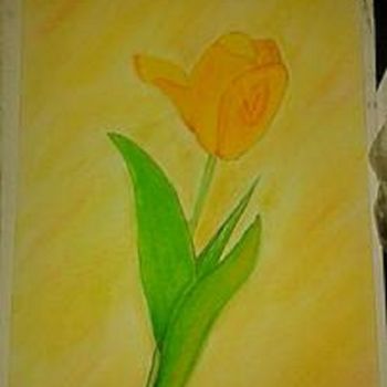 Drawing titled "Tulipe" by Liz' Artist, Original Artwork, Pastel