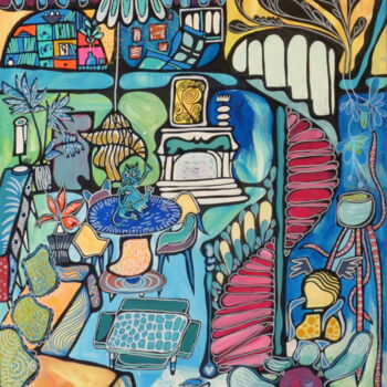 Pintura titulada "Le Duplex" por Liz Mosa, Obra de arte original, Acrílico Montado en Bastidor de camilla de madera