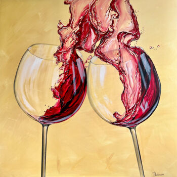 Malerei mit dem Titel "Wine hour" von Liza Illichmann, Original-Kunstwerk, Acryl Auf Keilrahmen aus Holz montiert