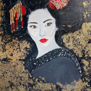 Pintura intitulada "Geisha, girl from J…" por Liza Khaldzhidis, Obras de arte originais, Acrílico Montado em Armação em made…