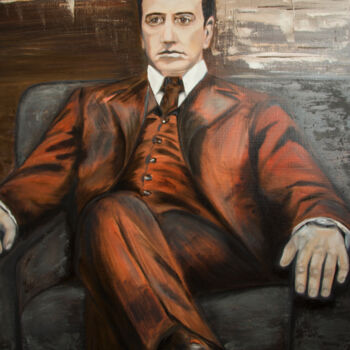 Painting titled "Parrain Al Pacino,G…" by Liza Khaldzhidis, Original Artwork, Oil Mounted on Wood Stretcher frame